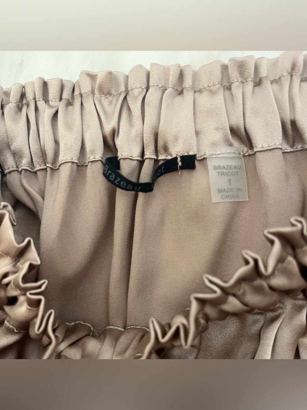 Brazeau Tricot Champagne Taupe Silk Skirt Size 1 - Picture 8 of 11